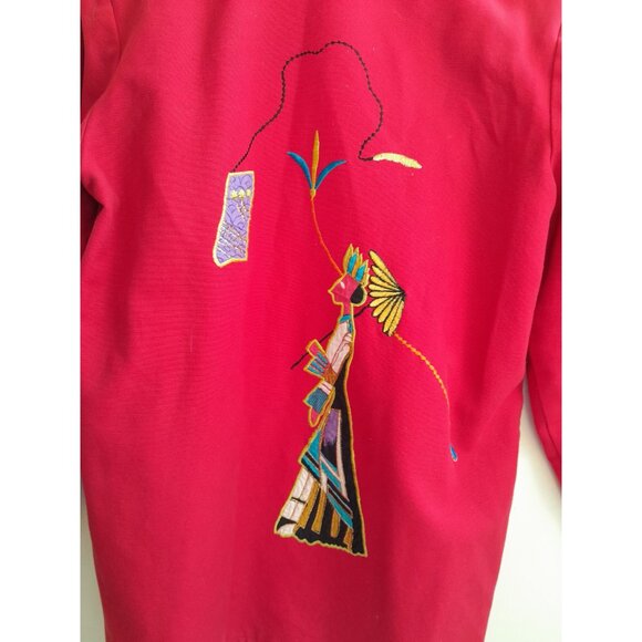 Vintage Patchington Aztec Tribal Embroidered Wearable Art Jacket Red Size M - Picture 9 of 16